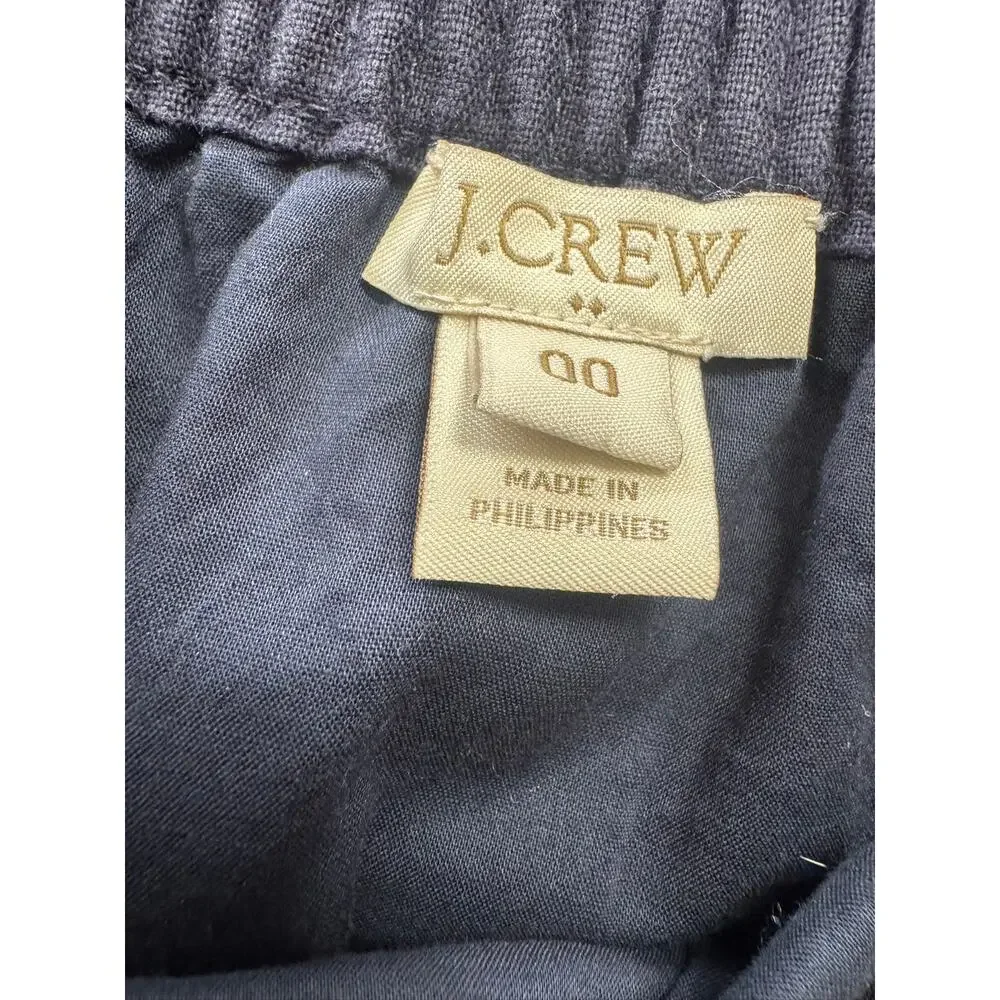 J. Crew Factory Size 00 Navy Blue Skirt Elastic Waist Linen Cotton Blend